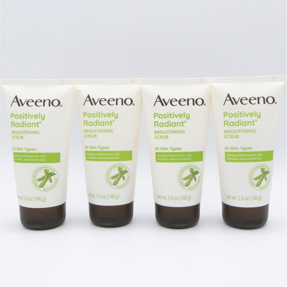 Aveeno Positively Radiant Brightening Scrub 4 Pack 5 oz Each Gently Exfoliates